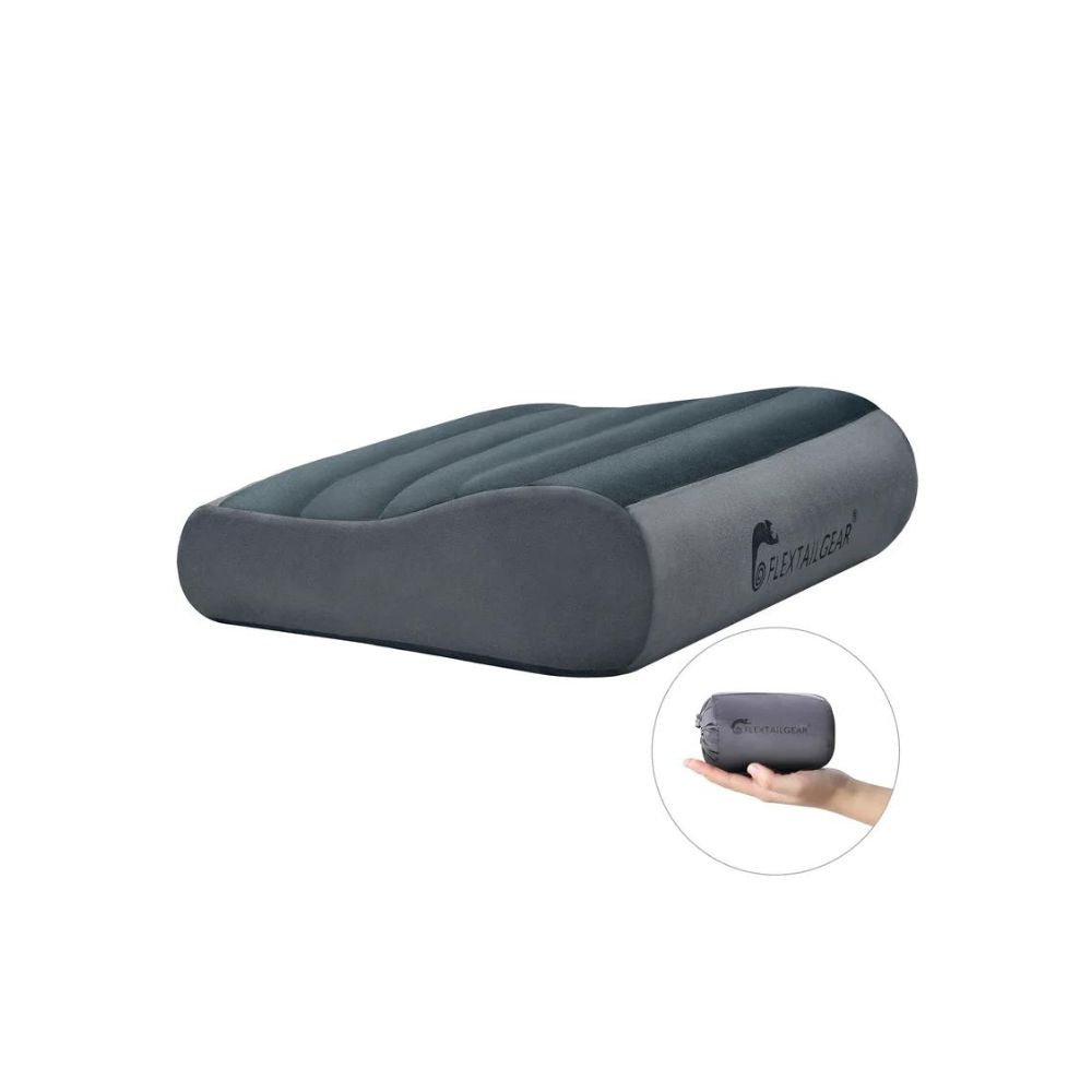 Flextail Zero Pillow- B Shape Inflatable Camping Air Pillow Grey (Standard)